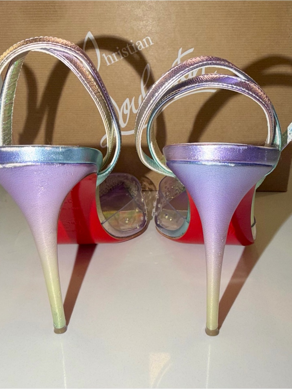 Christian Louboutin - Spikaqueen Crystal Pointed Toe Slingback Heels -Vers Multi - Picture 11 of 17